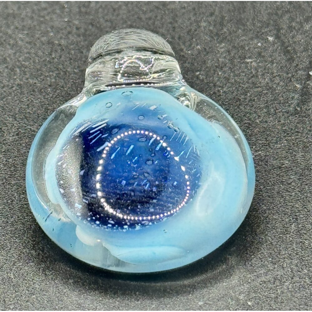 Lampwork Art Glass Dichroic Fused Round Blue Swirl Galaxy Pendant